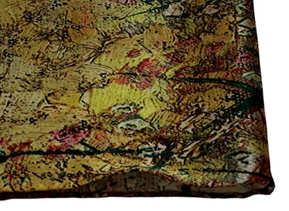 JWSilk Long Charmeuse Silk Scarf Classic Art Print - color: Red and Green