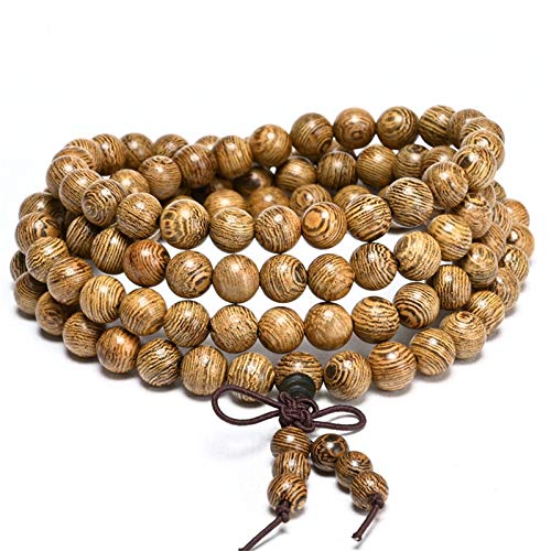 Caiyao Unisex 108 Natural Wood 6mm Beads Bracelet Mala Prayer Beads Necklace Buddhist Rosary Meditation Yoga Stretch Bracelet Elastic Natural Ebony Sandalwood Tibetan Beads Bracelet Jewelry - color: Wenge Wood