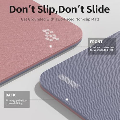 PAIDU Yoga Mat 8mm Super Thick TPE Fitness Mat | SGS Certified | Non-Slip, Odorless & Tear-Resistant | Unisex with Strap | for Yoga, Pilates, Meditation & Home Workouts - color: Deep Pink&Grey