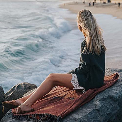 Open Road Goods Mexican Thunderbird Yoga Blanket, Handwoven Throw for Yoga, Meditation, and Home Décor – Versatile Blanket for Beach, Picnic, Camping, or Outdoor Use