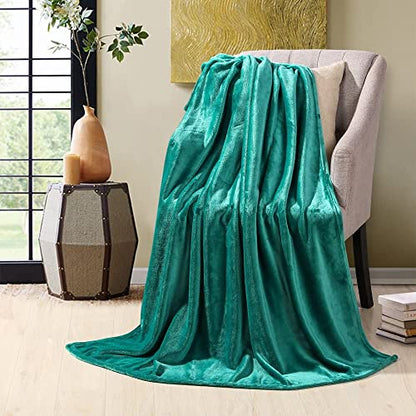 HYSEAS Flannel Fleece Throw Blanket Teal - Super Soft Plush Microfiber Solid Blanket for Couch, Bed, Chair, Sofa - Fuzzy Cozy Lightweight - 50x60 Inch - color: Teal