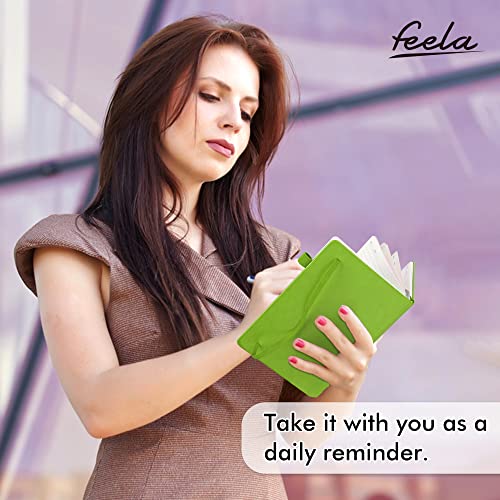 feela 24 Pack Journal Notebook Bulk for Work, Business Notebook Hardcover Lined Writing Journal with Pen Holder for Men Women Note Taking, with 24 Black Pens, 120 GSM, 5.1”x8.3”, A5, Green - color: 24 Green
