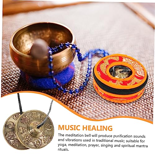 Delicate Copper Cymbals Bell for Yoga Meditation Handmade Religious Prop Lightweight Durable Instrument for Sound Therapy Mindfulness Practices