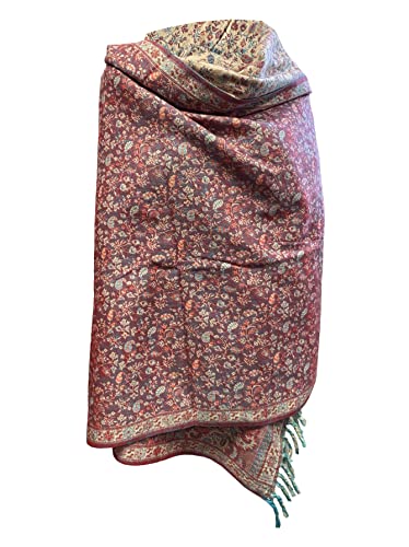 DUSTY PURPLE FLORAL SCARF LUXURY PREMIUM QUALITY HANDMADE FASHION SCAR MADE OF YAK WOOL Shawl Blanket stole unisex Travel Wrap Meditation Soft gift for her