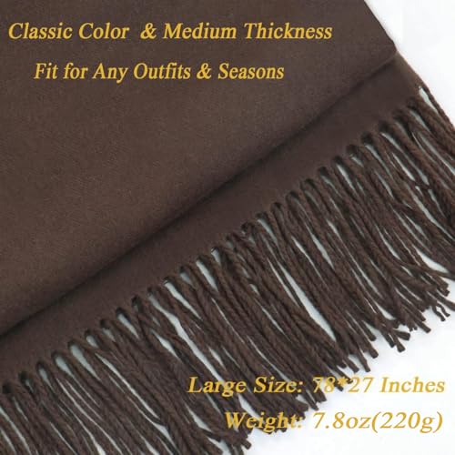 Ciormis Pashmina Scarf for Women, Soft Pashminas Shawls and Wraps for Evening Dresses, Wedding Bride Bridesmaid Shawls Scarf - color: M# Coffee
