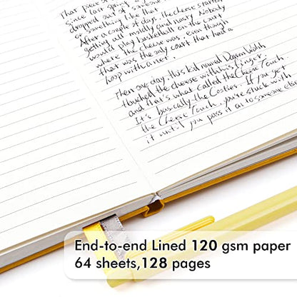feela 24 Pack Journal Notebook for Work, Business Notebook Bulk Hardcover Lined Writing Journal with Pen Holder for Men Women Note Taking, with 24 Black Pens, 120 GSM, 5.1”x8.3”, A5, Yellow - color: 24 Pack yellow