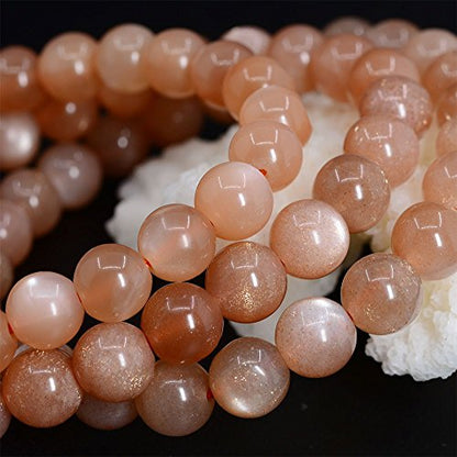 Justinstones Gem Semi Precious Gemstone 8mm Round Beads Stretch Bracelet 7 Inch Unisex - color: A Grade Orange Sunstone