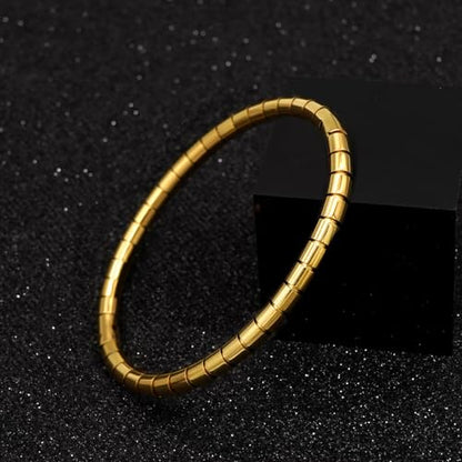 Stainless Steel Bamboo Design Bracelet Titanium Steel Bangle - color: Gold