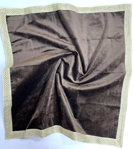 SMMS Spiritual Velvet Table Cloth Altar Tarot Spread (Brown, Medium- 61cm*61cm/ 24inch*24inch) - color: Brown, size: Medium- 61cm*61cm/ 24inch*24inch