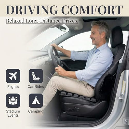 Inflatable Seat Cushion – Breathable, Pressure-Relieving Air Cushion, No Pump Needed, Ideal for Airplane Travel, Office, Car, Wheelchair & Camping – Lightweight, Foldable & Portable (Black)
