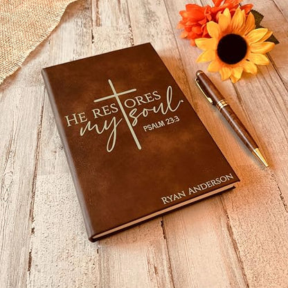 Personalized Christian Prayer Journal for Men & Women, Custom Engraved Name, Daily Devotional, Scripture Writing, Gratitude and Faith Gift
