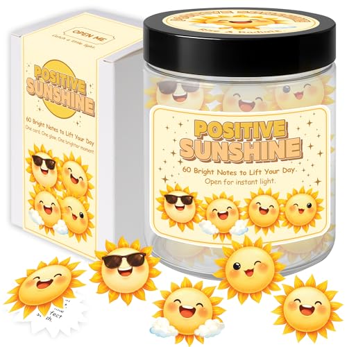 Positive Sunshine Jar – 60 Affirmation Cards for Emotional Support, Yellow Sunshine Gifts for Women & Mom, Motivational & Uplifting Positivity for Coworkers, Friends, Boyfriend, Girlfriend, Teen Girls - color: KAT - KIEN - Positvie shunshine