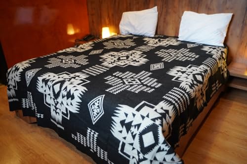 AHUAY Premium Hypoallergenic Alpaca Wool Blanket – Reversible 2-in-1 Andean Geometric Throw, Ultra Soft Warm Lightweight, Handmade in Ecuador (Imbabura Black and White, King) - color: Imbabura Black and White, size: King (100" x 83")