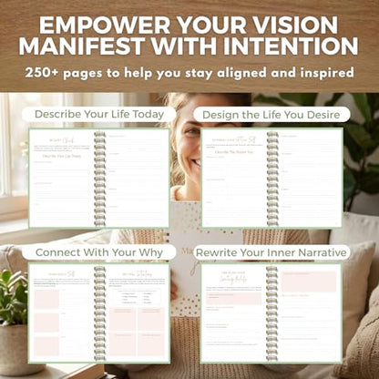 Manifestation Journal for Women | Guided 369 Method & Undated 90-Day Planner for Intentional Goal Setting - White - color: White
