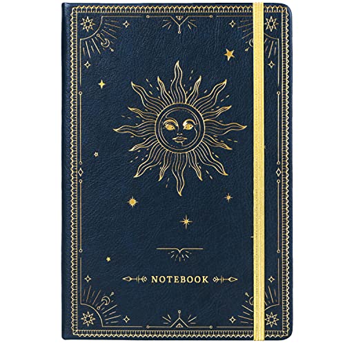 Artfan Ruled Notebook/Journal – Premium Thick Paper Faux Leather Classic Writing Notebook with Pocket + Page Dividers Gifts, Banded, Large, 144 Pages, Hard Cover, Lined (5.8''x 8.4'') - Blue - color: BLUE