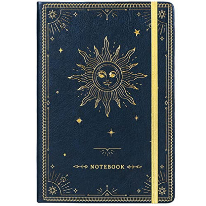 Artfan Ruled Notebook/Journal – Premium Thick Paper Faux Leather Classic Writing Notebook with Pocket + Page Dividers Gifts, Banded, Large, 144 Pages, Hard Cover, Lined (5.8''x 8.4'') - Blue - color: BLUE