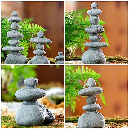 YARNOW Simulated Stacking Ornaments 3Pcs Mini Zen Garden Rocks for Aquarium Decoration Japanese Style Balanced Stones Sculpture for Outdoor Patio and Home D Cor