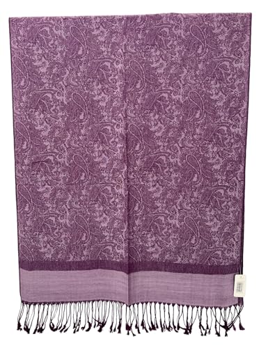 Pashmina Shawl Wrap for Women Soft Lightweight Multi-Purpose Scarf for Weddings, Parties & Casual Wear - color: Jacquard Mauve Purple - Pl1861