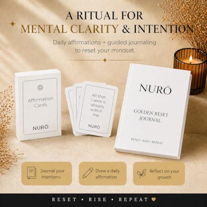 NURŌ Golden Reset Guided Journal + Affirmation Cards Set (White)