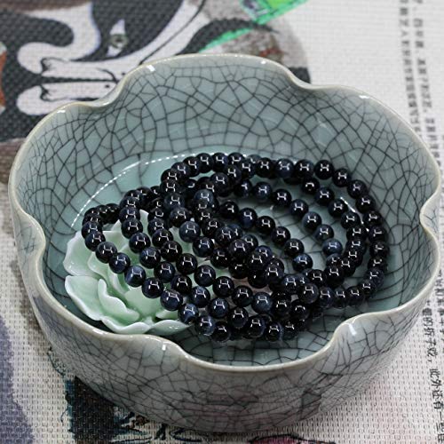 Natural Gemstone 6mm Round Beads Stretch Bracelet 7 Inch - color: Blue Tiger Eye