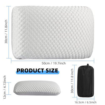Crisonky Travel and Camping Pillow- Compressible Medium Firm Memory Foam Pillow with Carry Bag for Backpacking & Airplane, Lumbar Support. Breathable Cooling Fabric, Washable Pillowcase (Royal Silver) - color: Royal Silver