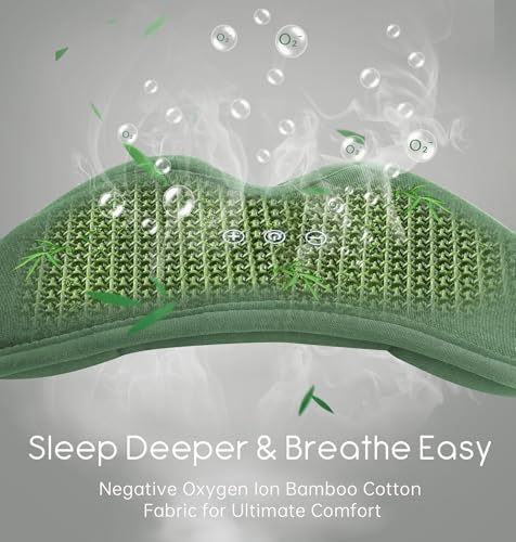 Sleep Mask with Headphones Bluetooth 5.4, TOPOINT 3D Eye Mask Blackout with Soft Bamboo Cotton for Side Sleepers Women Men, Sleep Headphones Earphones HD Speaker Microphone for Travel Meditation Gift - color: Sage