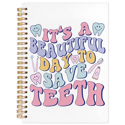 Dentist Gifts Notebook, Dental Hygienist Assistant Gifts Journal, Groovy It's A Beautiful Day To Save Teeth Spiral Notebook Journal for Note Taking, Dental Office Supplies, 5.5x8.3 Inch - color: it's a beautiful day to save teeth