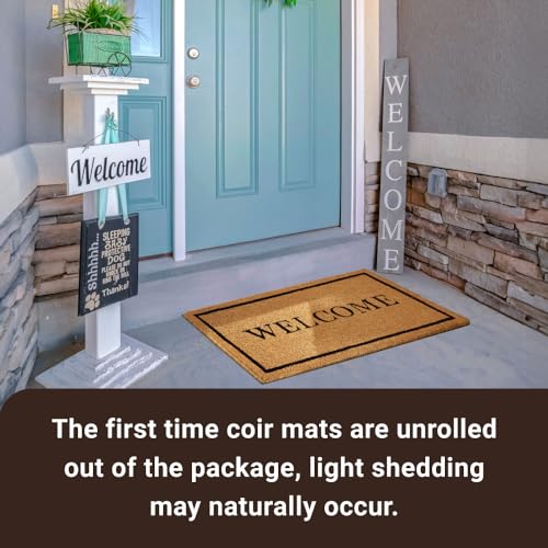 Coco Coir Door Mat with Heavy Duty Backing, Welcome Doormat (17" x 30"), Doormat Entrance (Welcome2-1Pack) - color: Welcome2 - 1pack