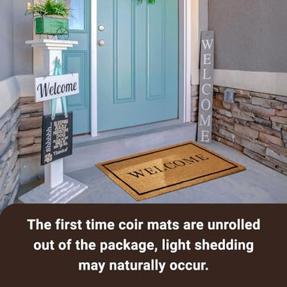 Coco Coir Door Mat with Heavy Duty Backing, Welcome Doormat (17" x 30"), Doormat Entrance (Welcome2-1Pack) - color: Welcome2 - 1pack