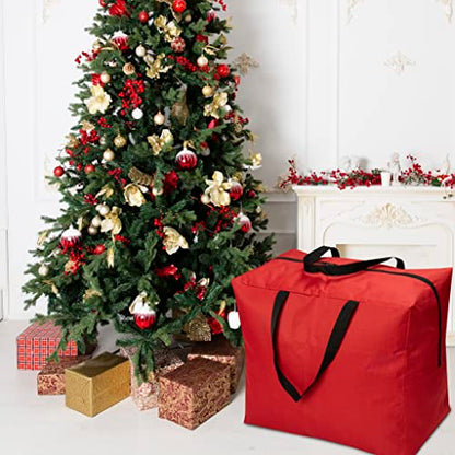 ProPik Holiday Ornaments Accessories Storage Bag Tear-proof Polyester Material 15” X 9.8” X 18.1” With Handles And Full Length Zipper (Red) - color: Red