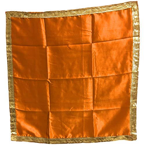 Indian Yoga Meditation Shimmer Sequin Silk Square Prayer Altar Cloth (25" x 25) (Orange Solid) - color: Orange Solid