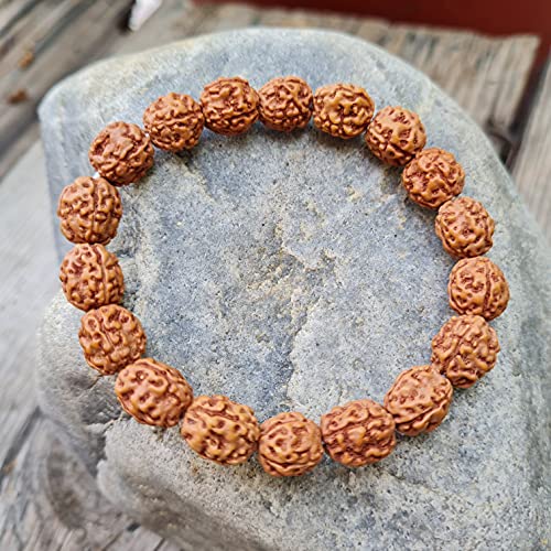 Rudraksha Bracelet for Men & Women's 2 Face, 3 Mukhi, 4 Mukhi, 5 Face, 6 Mukhi, 7 Mukhi, 8 Mukhi, 9 Mukhi, 10 Mukhi, 11 Mukhi Himalayan Rudraksha Beads Wrist Band for Yoga, Meditation, Healing - style: 4 Mukhi - Four Faced