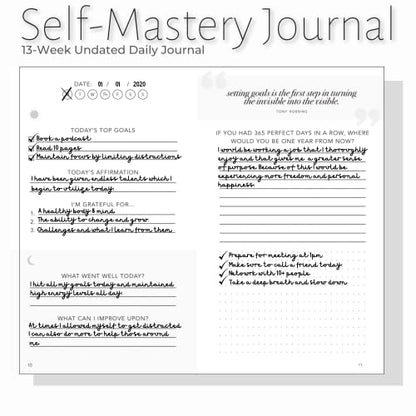 Self-Mastery Journal for Men - Daily Productivity Journal for Happiness, Gratitude Journal, Mindfulness, Self Care & Reflection – Goal Journal, Guided Journal for Men & Women – Inspirational Journal - color: Gray