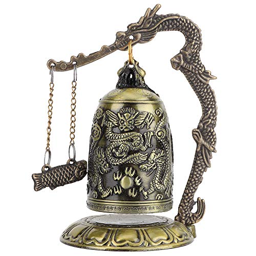 Vintage Dragon Bell, Small Size Bronze Dragon Lock Feng Shui Ornament for Arts Crafts Desk Decor