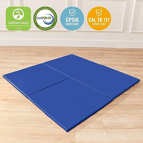 ECR4Kids SoftZone Play Patch Activity Mat Squares, Modular Playmat, Blue, 4-Pack - color: Blue