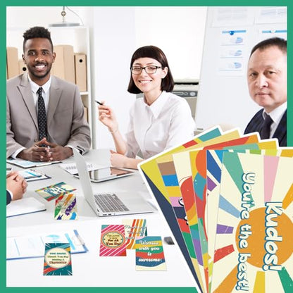 Yeaqee 240 Pcs Employee Appreciation Kudos Cards Funny Blank Back Motivational Card Encouragement Thank You Note Recognition Card for Teacher College Affirmation Gift(Rainbow) - style: Rainbow