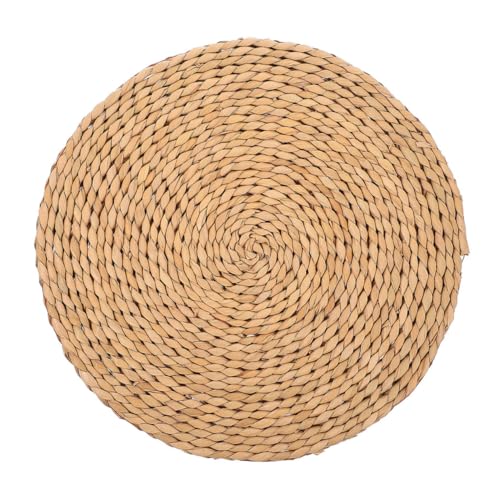Sewroro Woven Meditation Cushion Floor Pillow Thick Natural Straw Mat 1.5cm Pad 40cm Diameter for Yoga Seating and Picnic Use