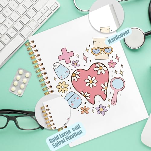 WUCHJ Dental Gifts Notebook, Dental Hygienist Assistant Journal, Retro Pink Floral Tooth Spiral Notebook Journal for Note Taking, Dentist Office Supplies, 5.5x8.3 Inch - color: Dentist love