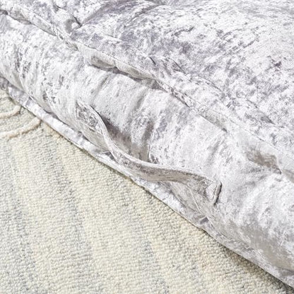 SAFAVIEH Home Collection Belia Silver 18-inch Square Tufted Floor Pillow with Insert - color: Silver, size: 18 x 18-Inch