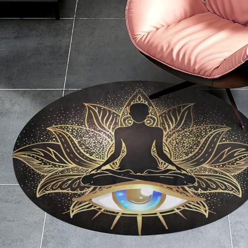 Gold Chakra Female Doing Yoga Art Ultra Soft Non-Slip Area Rugs Indoor Coral Velvet Floor Mat Short Flannel Carpet for Living Room Bedroom Dining Room - size: 35*35in
