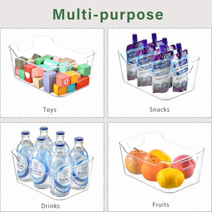 12 Pack Clear Plastic Storage Bins, Pantry Organizers and Storage, Clear Pantry Organizer Bins, Plastic Containers with Handle for Kitchen,Freezer,Cabinet,Closet,Bathroom Under Sink Storage - size: Medium