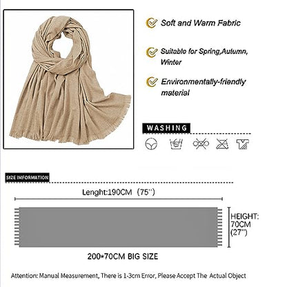 Pashmina shawls and wraps for Evening Dresses Scarf for Women Winter Shawl Wraps for Women Weedings - color: Light Camel