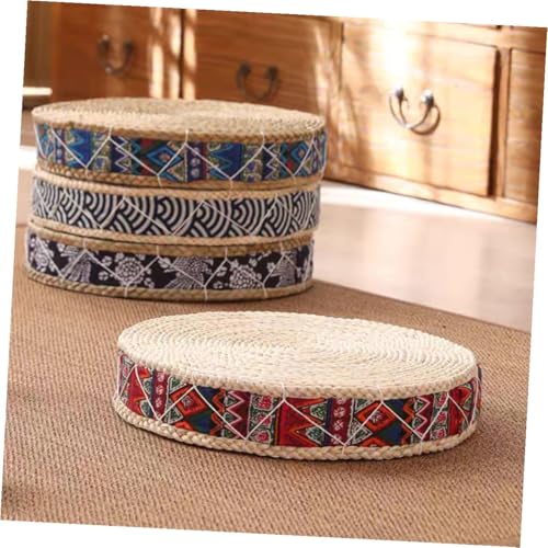 Housoutil Woven Straw Meditation Pillow Floor Cushion 30cm Diameter 7cm Height Handmade Japanese Tatami Seat Cushion for Indoor Yoga and Zen Practice