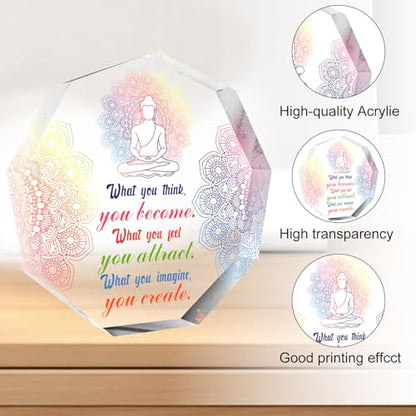 Buddhist Zen Gifts for Women Men Spiritual Meditation Gifts for Women Buddha Acrylic Sign Plaque Yoga Room Meditation Room Decor Sign Zen Den Buddhist Decor Gift for Yoga Lovers Instructor