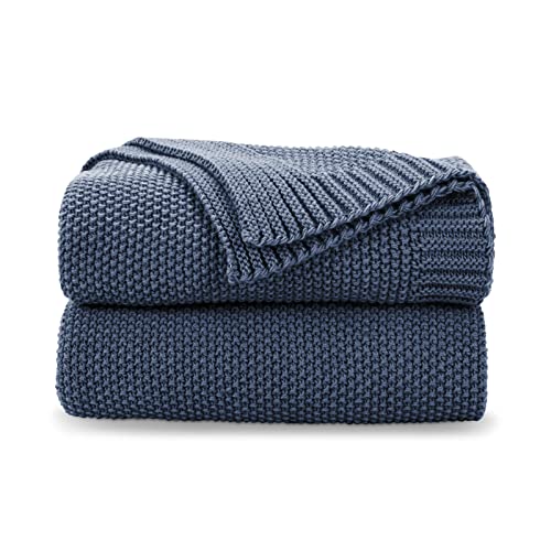 CozeCube Blue Throw Blanket for Couch, Soft Cozy Cable Knit Throw for Bed Sofa Living Room, Lightweight Warm Decorative Farmhouse Christmas Blanket, 50"x60", Dusty Blue - color: Dusty Blue, size: 50"x60"