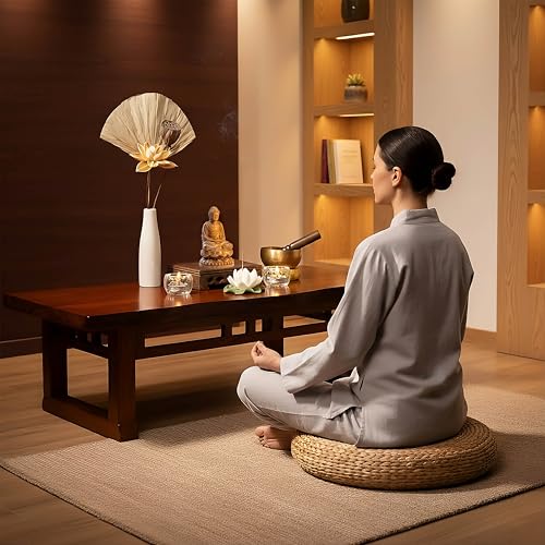 Buddha Statue – Wooden Shakyamuni Buddha for Indoor Home Altar, Meditation Room Decor, Buddhist Spiritual Gifts - style: Meditating Buddha on Lotus
