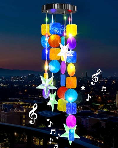 Solar Wind Chimes Decorative Lights for Outside,Shells Lights Gifts for Mom Grandma Women Wife Girls, Solar Hanging Lights for Holiday Garden Yard Window - size: Multicolor