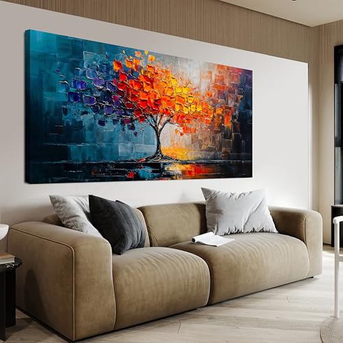Canvas Wall Art Decor Modern Wall Art Pictures for Living Room Tree of Life Wall Art Decor Colorful Wall Art Prints Canvas Art Wall Decor Artwork for Walls Kitchen Bedroom Office Wall Decor 20" X 40" - color: QLS-R, size: 40"L x 20"W