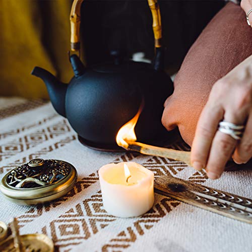 Witchcraft Supplies Starter Kit - 8pc Altar Supplies for Beginners, Spiritual Room Decor, Witchy Gifts - with Tree of Life Offering Bowl, White Sage, Palo Santo, Candles - Alternative Imagination
