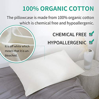 Organic Cotton Pillow Case - One Pack 13"x 18" Kids Pillow Pillowcase with No Zipper - 300 TC Thread Count - Soft, Safe and Hypoallergenic - Off White - size: 13"x18"